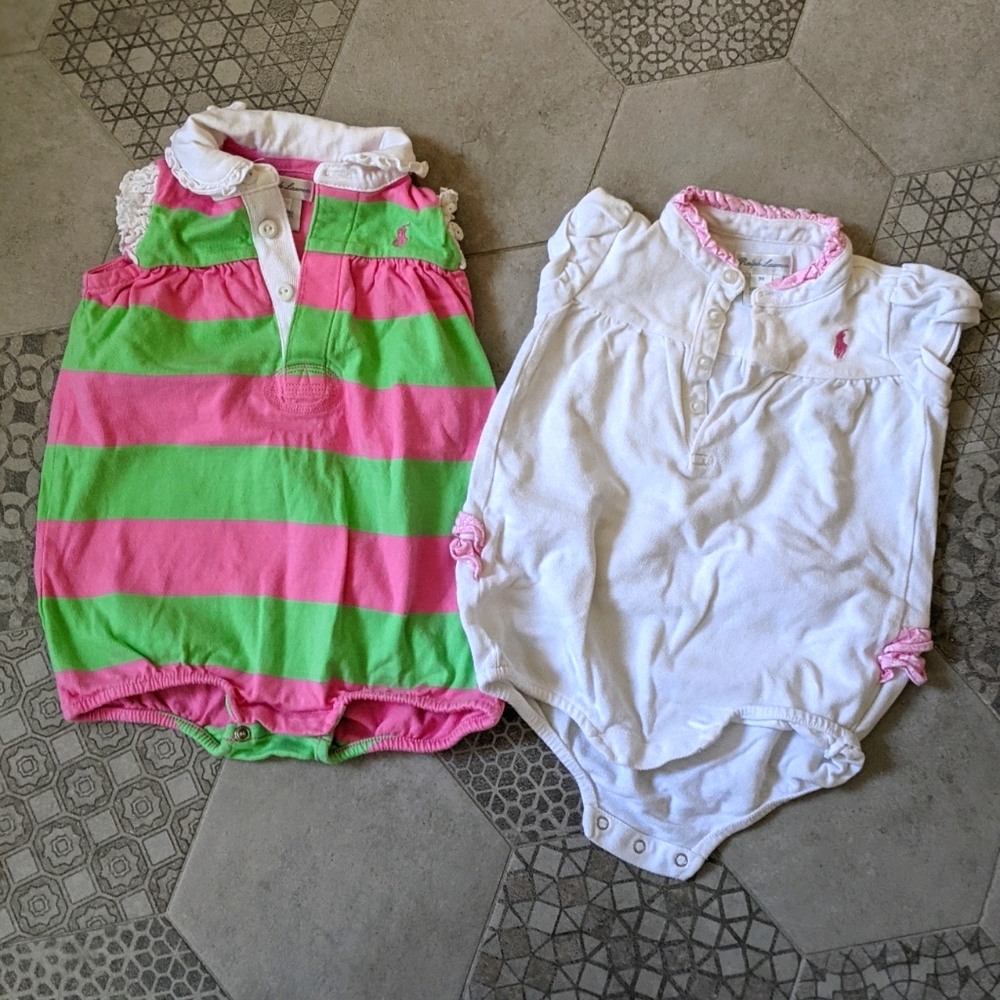 😍 Ralph Lauren Baby Girl Bubble Shortall Onesie